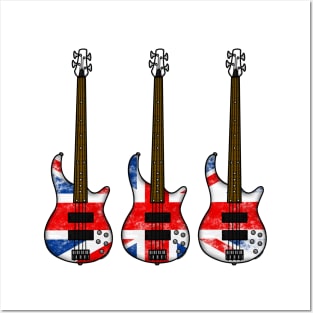 Bass Guitar UK Flag Bassist British Musician Posters and Art